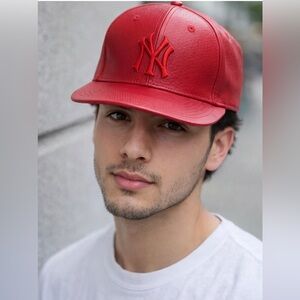 Pro Standard New York Yankees All Red Genuine Leather Adjustable Strap Back Men